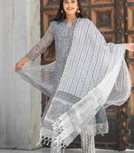 Women grey pure handblock kota doriya beautiful hand  sequence  work.  kurta set
