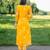 Women yellow pure handblock kota doriya beautiful hand  sequence  work.  kurta set