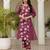 Women plum cotton premium pure cotton, neck has  detailing all work over has side border detailing kurta set