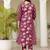 Women plum cotton premium pure cotton, neck has  detailing all work over has side border detailing kurta set
