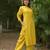 Women yellow premium crystal silk subtle chid and moti cutdana work on the collar and near the hemline kurta set