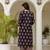 Women balck ajrakh cotton neck has  detailing all work over ,sleeves   kurta set