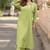 Women green premium crystal silk enhanced with fine sitara and thread work   kurta set
