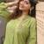 Women green premium crystal silk enhanced with fine sitara and thread work   kurta set