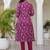 Women magenta cotton delicate sequence and moti embellishments on neckline, kurta set