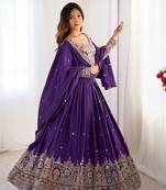 Purple crepe silk lehenga choli for women