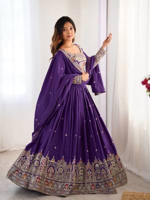 Purple crepe silk lehenga choli for women 2