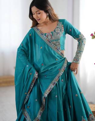 crepe silk blend lehenga choli for women 5