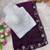 Wine Color Beads And White Pearl Work Silk Blend Saree