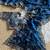 Blue Color embroidery sequence work satin silk saree