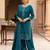 Teal chinon farshi salwar suit with sequin embroidered top & dupatta