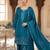 Teal chinon farshi salwar suit with sequin embroidered top & dupatta