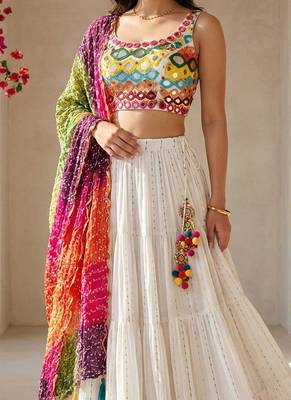 white georgette lehenga choli with sequin thread embroidery 2
