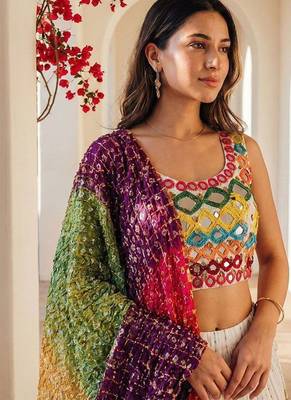 white georgette lehenga choli with sequin thread embroidery 3