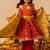 Crimson red printed cotton anarkali set