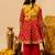 Crimson red printed cotton anarkali set