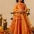 Deep orange embroidered taffeta lehenga set