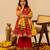 Crimson red printed cotton anarkali set