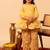 Lemon yellow floral printed cotton anarkali set