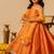 Deep orange embroidered taffeta lehenga set
