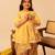 Lemon yellow floral printed cotton anarkali set