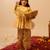 Lemon yellow floral printed cotton anarkali set