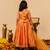 Deep orange embroidered taffeta lehenga set