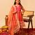 Rani pink embroidered organza anarkali set