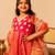 Rani pink embroidered organza anarkali set