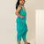 Turquoise blue embroidered cotton dhoti kurti set
