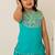 Turquoise blue embroidered cotton dhoti kurti set