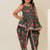 Teal green floral printed cotton dhoti kurti set