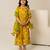 Mustard yellow floral printed cotton sharara set
