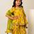 Mustard yellow floral printed cotton sharara set