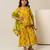Mustard yellow floral printed cotton sharara set