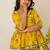 Mustard yellow floral printed cotton sharara set