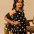 Black dot printed cotton sharara set