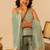 Sage green embroidered cosmos sharara set