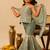 Sage green embroidered cosmos sharara set