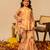 Peach yellow floral printed muslin sharara set
