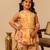 Peach yellow floral printed muslin sharara set