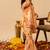 Peach yellow floral printed muslin sharara set