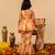 Peach yellow floral printed muslin sharara set