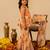 Peach yellow floral printed muslin sharara set