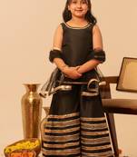 Black gota patti embroidered cotton sharara set