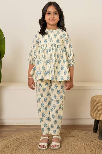 Off white printed cotton co ord set