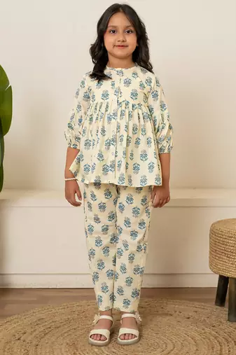 Off white printed cotton co ord set