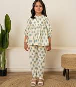 Off white printed cotton co ord set