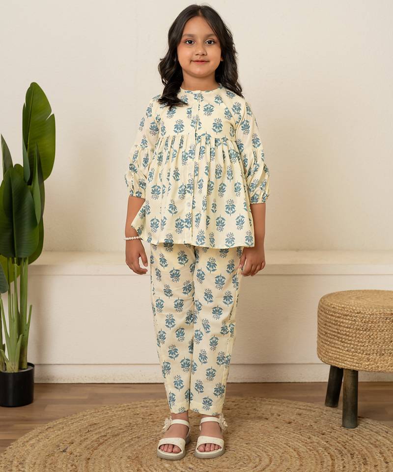 Off white printed cotton co ord set
