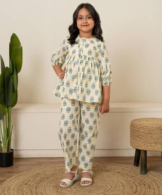 Off white printed cotton co ord set 2